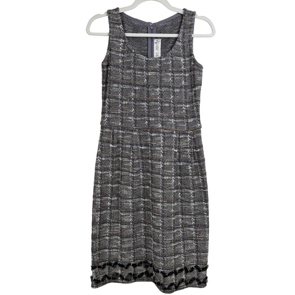 NEW St. John Collection COPPER METALLIC TWEED Knit Dress‎ 2 Sleeveless Sheath